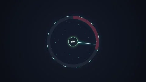 Digital Futuristic Loading Circle UI Element with 100% Progress and Data Poin Stock Footage 348422026