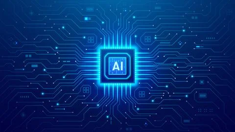 Digital futuristic luminous AI processor concept イラスト素材