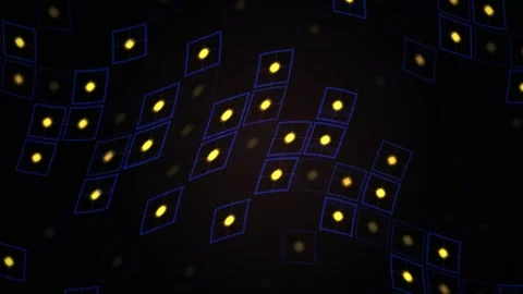 Digital Futuristic Network Featuring Blue Screens and Glowing Yellow Nodes .. 動画素材 343693868