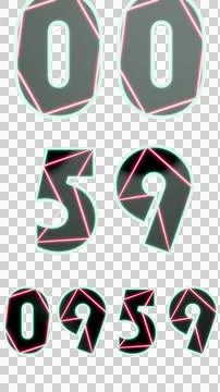 Digital futuristic number pattern with neon green and pink glow, isolated o.. Stock Illustration