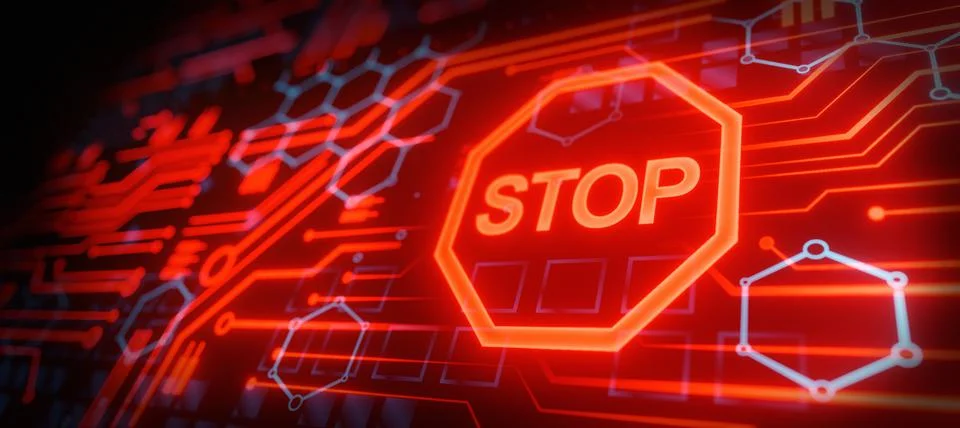 Digital futuristic Stop Circuit Network Background Banner Stock Illustration