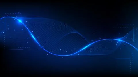 Digital futuristic technology background with glowing blue wave lines and a.. イラスト素材