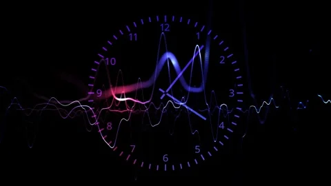 Digital futuristic technology time clock seamless looping Stock Footage 337190900