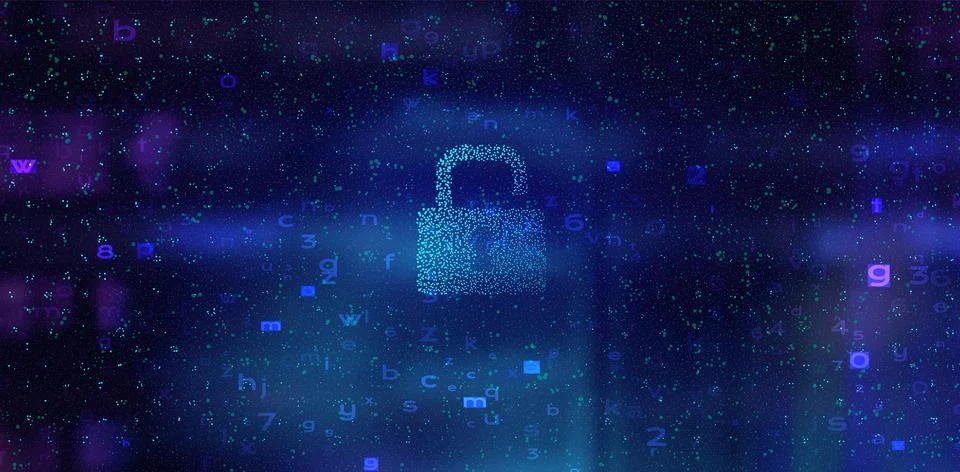Digital futuristic vector background with lock. Science technology backdrop Stock Illustration