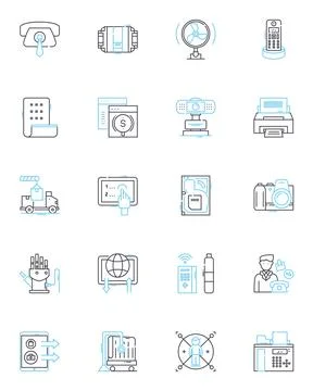 Digital gadgets linear icons set. Smartph, Tablet, Laptop, Computer, Camera Stockillustratie