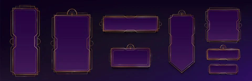 Digital game interface elements with gold art deco 스톡 일러스트
