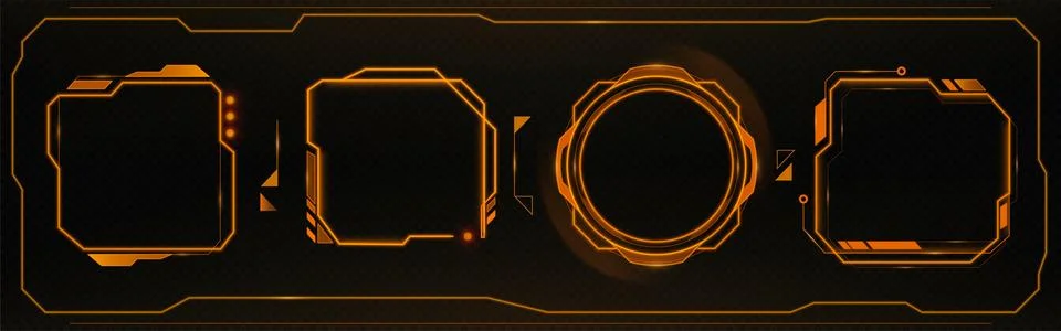 Digital game interface set with tech HUD elements Stock Illustration