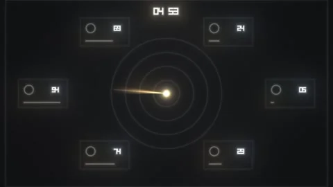 Digital game interface with timer and targets displayed on Stock Footage 339305674