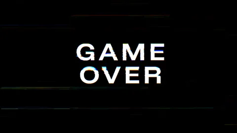 Digital game over glitch screen. Retro video game title. Stock Footage 311693505