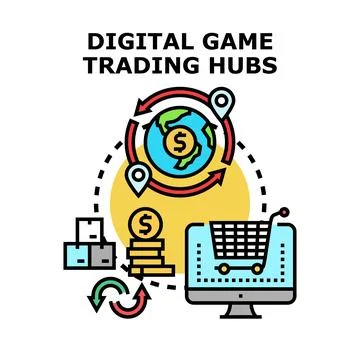 Digital game trading hubs vector illustration 스톡 일러스트
