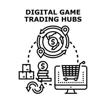 Digital game trading hubs vector illustration Stock Illustration