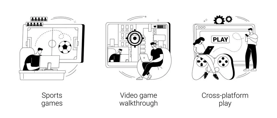 Digital gaming abstract concept vector illustrations. Illustrazione stock