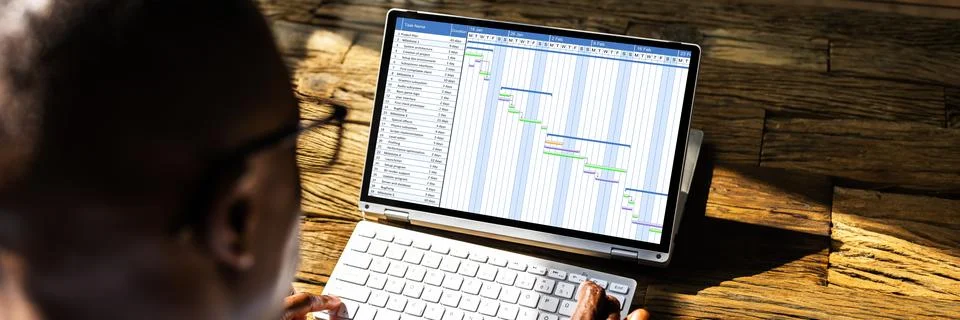 Digital Gantt Project Control Software Stock Photos