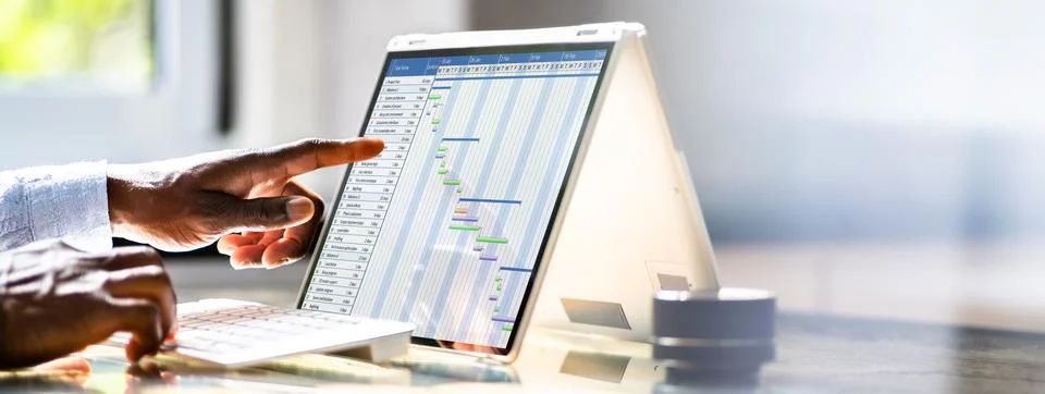 Digital Gantt Project Control Software Stock Photos