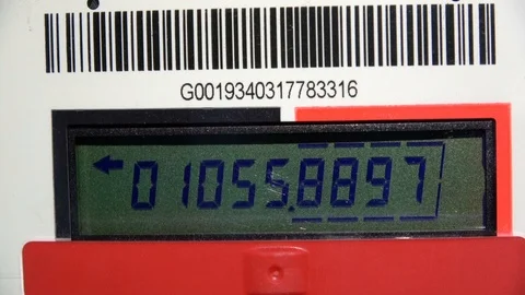 Digital Gas Meter With Bar Code Reading, Close Up Video stock 104434646