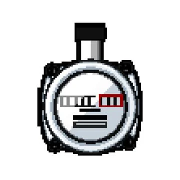 Digital gas meter pixel art vector illustration Stock Illustration