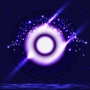 Digital gate technology eye ball shape to future violet neon light Stock Illustration