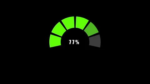 Digital Gauge Indicator Progressing with Neon Green Segments Against Dark B.. Stock Footage 342698833