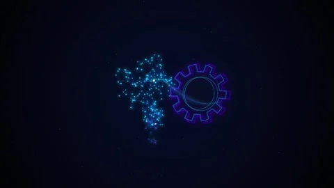 Digital gear and networking particle node animation against a deep space ba.. Stockbeeldmateriaal 343249073