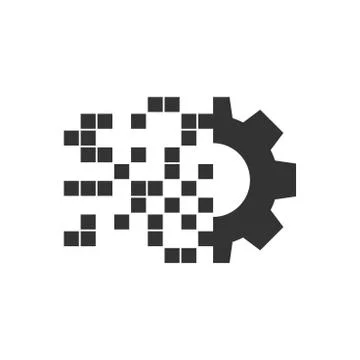 Digital gear icon in flat style. Cog vector illustration on white isolated ba Stock Illustration