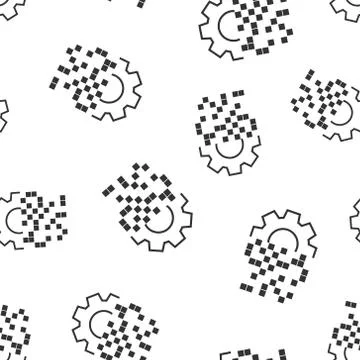 Digital gear icon seamless pattern background. Cog vector illustration on whi Stock Illustration