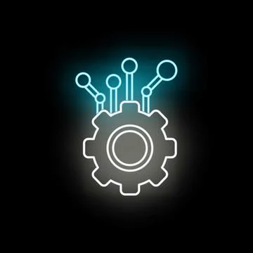 Digital gear wheel representing connectivity and technology in neon イラスト素材