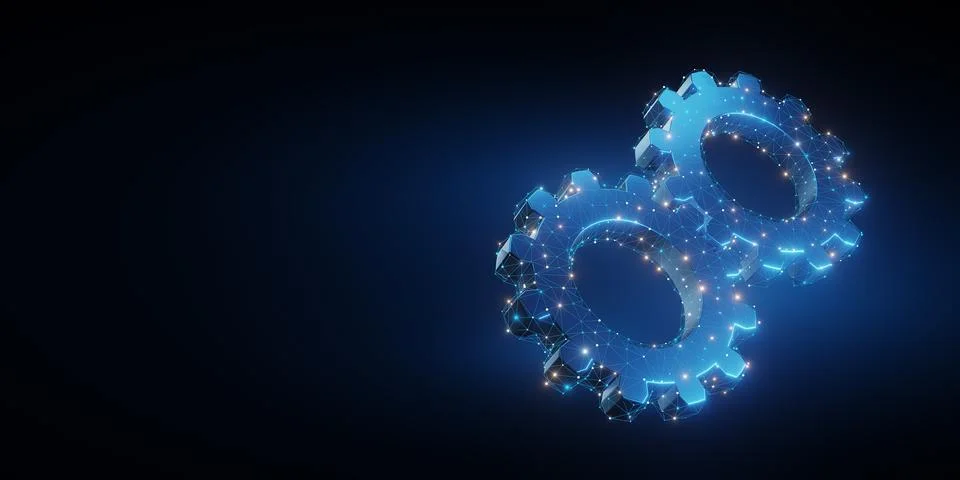 Digital gears representing network and teamwork concept Illustrazione stock
