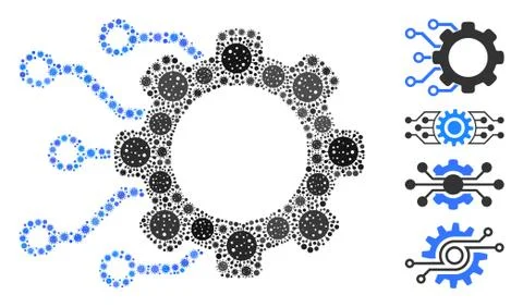 Digital Gearwheel Collage of CoronaVirus Elements Stock Illustration