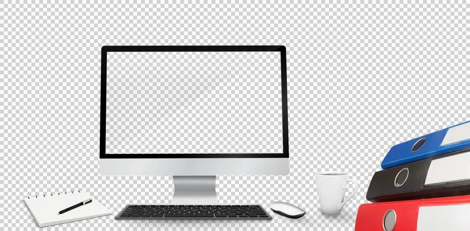 Digital generated image of computer with files on desk イラスト素材