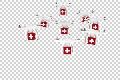 Digital generated image of drones flying with first aid Illustrazione stock