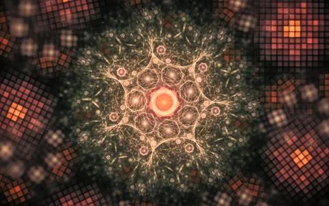 Digital generated image in the form of abstract geometric shapes of various s Stock Illustration