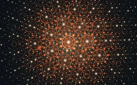 Digital generated image in the form of abstract geometric shapes of various s Stock Illustration