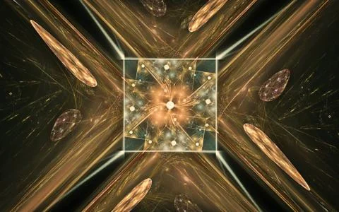 Digital generated image in the form of abstract geometric shapes of various s Stock Illustration