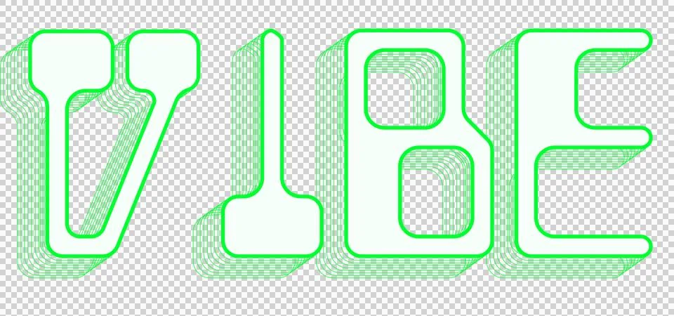 Digital generated image of green vibe text with shadow effect against white Stock Illustration
