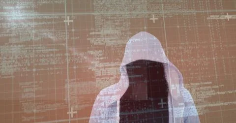 Digital generated image of hacker with screen Stock-Illustration