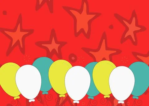 Digital generated image of multiple colorful balloons against against stars on Illustrazione stock