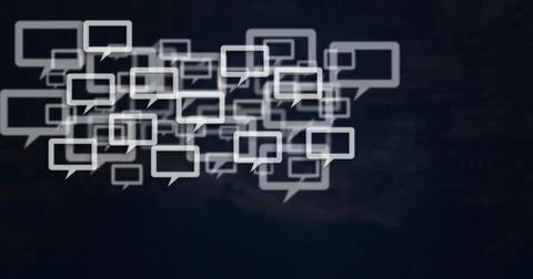 Digital generated image of multiple message icons against blue background Illustrazione stock