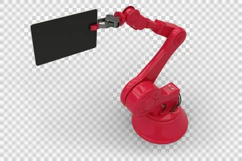 Digital generated image of robot holding computer tablet Stock Illustration