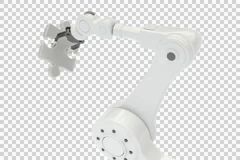 Digital generated image of robot with jigsaw piece Stock Photos