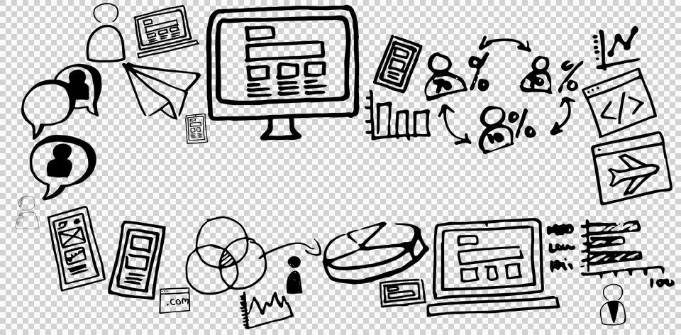 Digital generated image of various business icons Stock Illustration