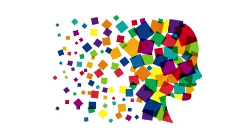 Digital generation, human head and colorful pixel. Animated illustration Stock Footage 270687101