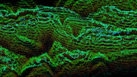 Digital geological levels height map of a mountain range motion graphics Stock Footage 163810903