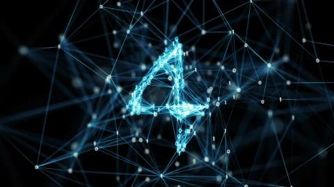Digital geometric binary plexus 4 numeral Illustrazione stock