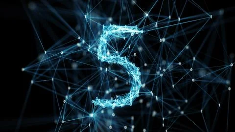 Digital geometric binary plexus 5 numeral Stock Illustration