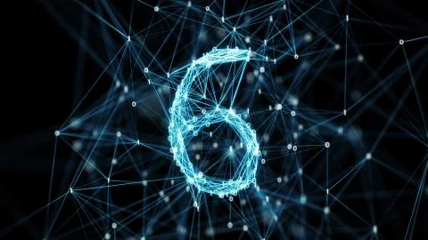 Digital geometric binary plexus 6 numeral 스톡 일러스트