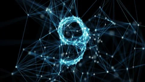 Digital geometric binary plexus 9 numeral Stock Illustration