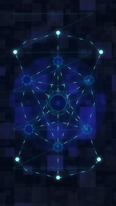 Digital geometric network overlay, glowing data lines, nodes, structure, te.. Stock Footage 348329304