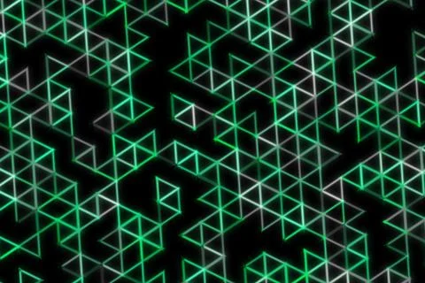 Digital geometric pattern with glowing lines on black background 库存插图