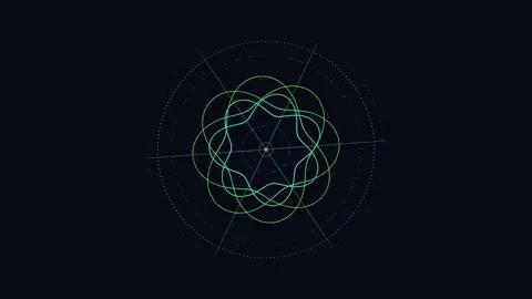 Digital geometric pattern with overlapping lines in dark background Stock Footage 337233972