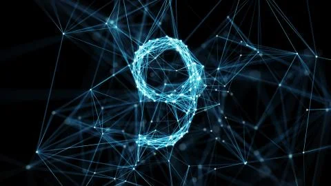 Digital geometric plexus 9 numeral Stock Illustration